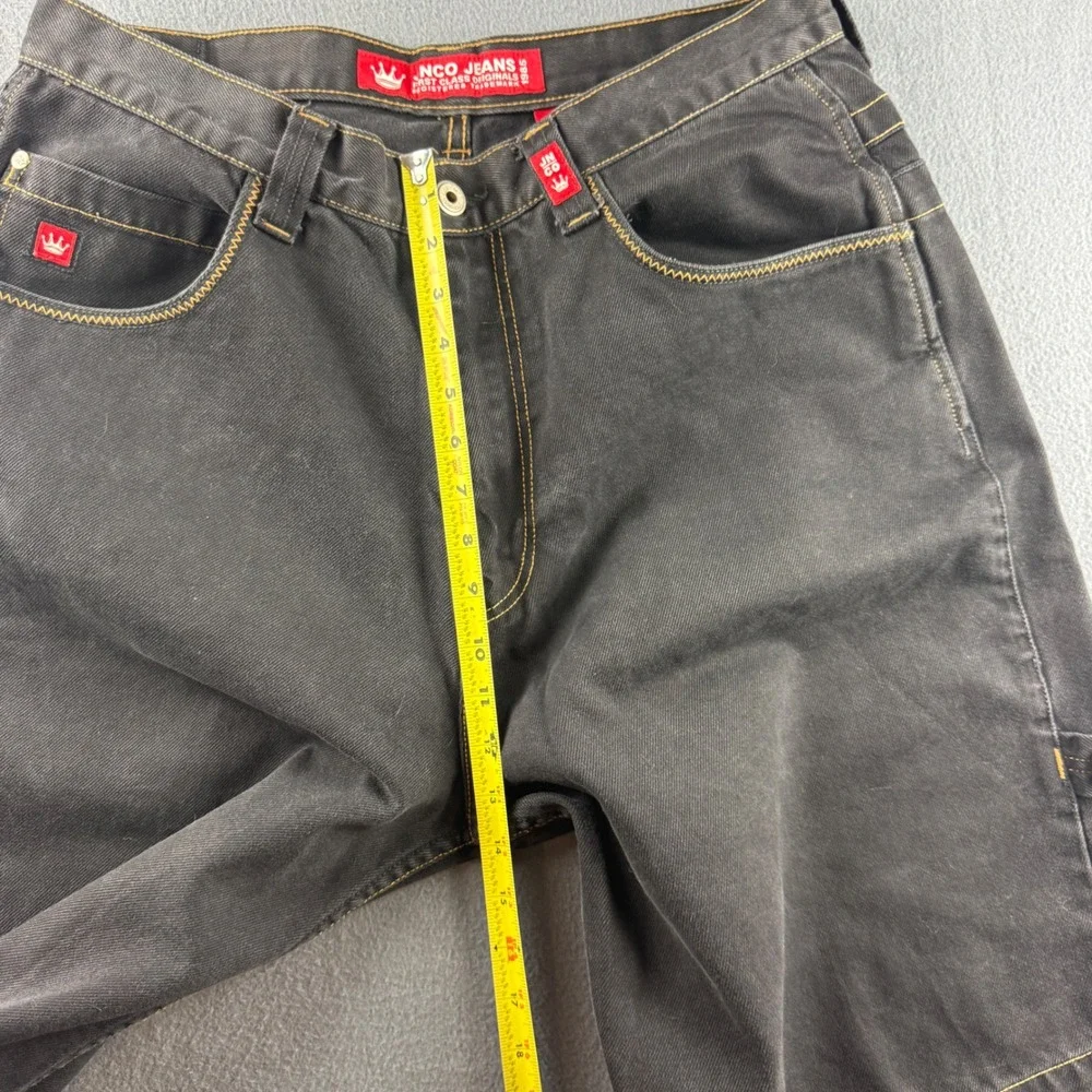 JNCO 8 Ball Jorts Men's 36 Black Skull Y2K Vintage Baggy Jean Shorts Embroidered